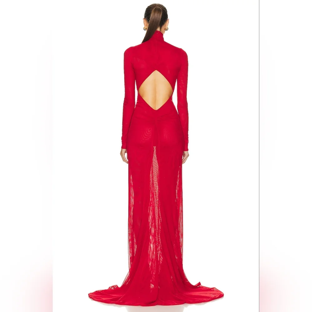 Mock Neck Cutout Evening Gown - Picture 4 of 10